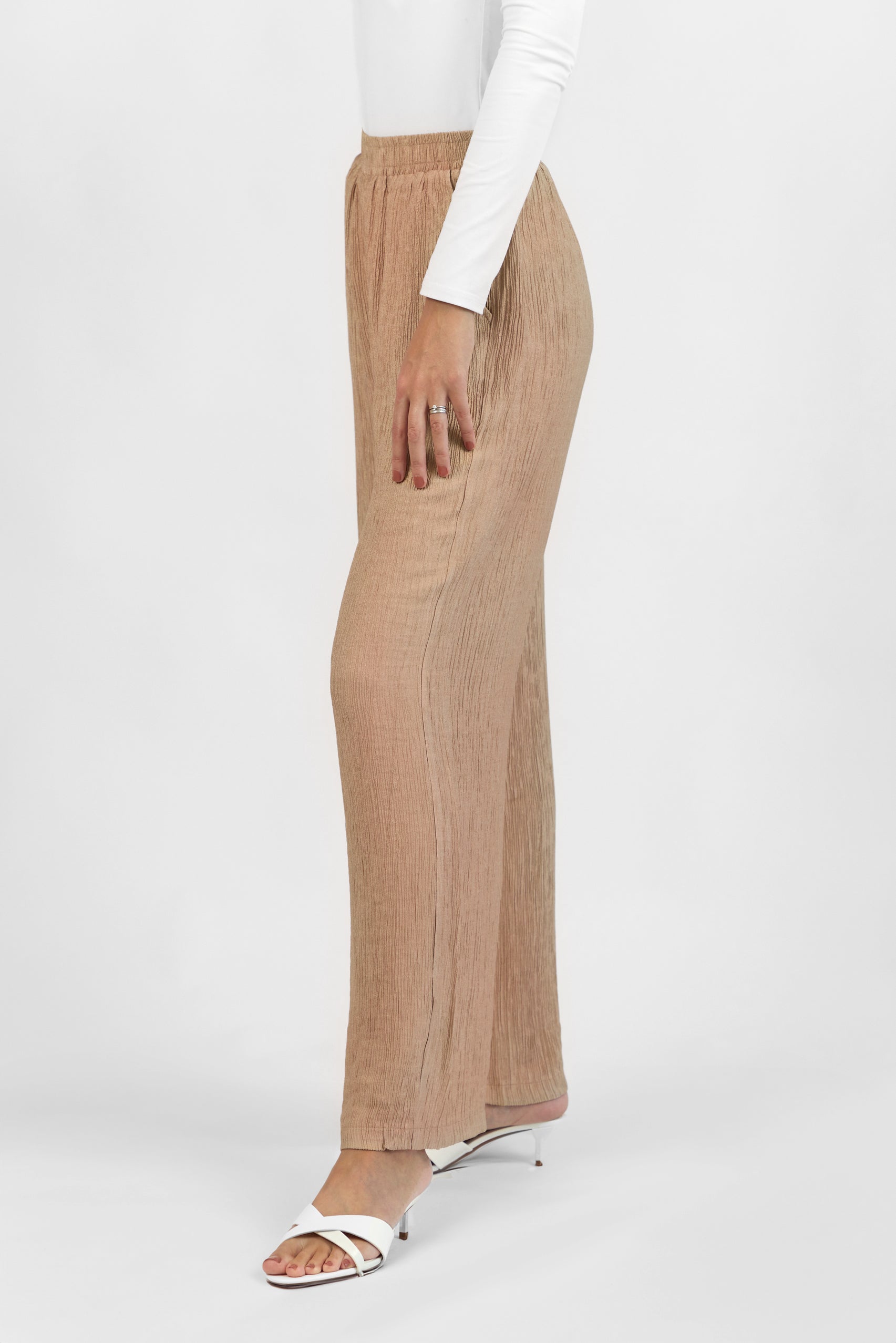 Rippled Relaxed Fit Pants - Shell