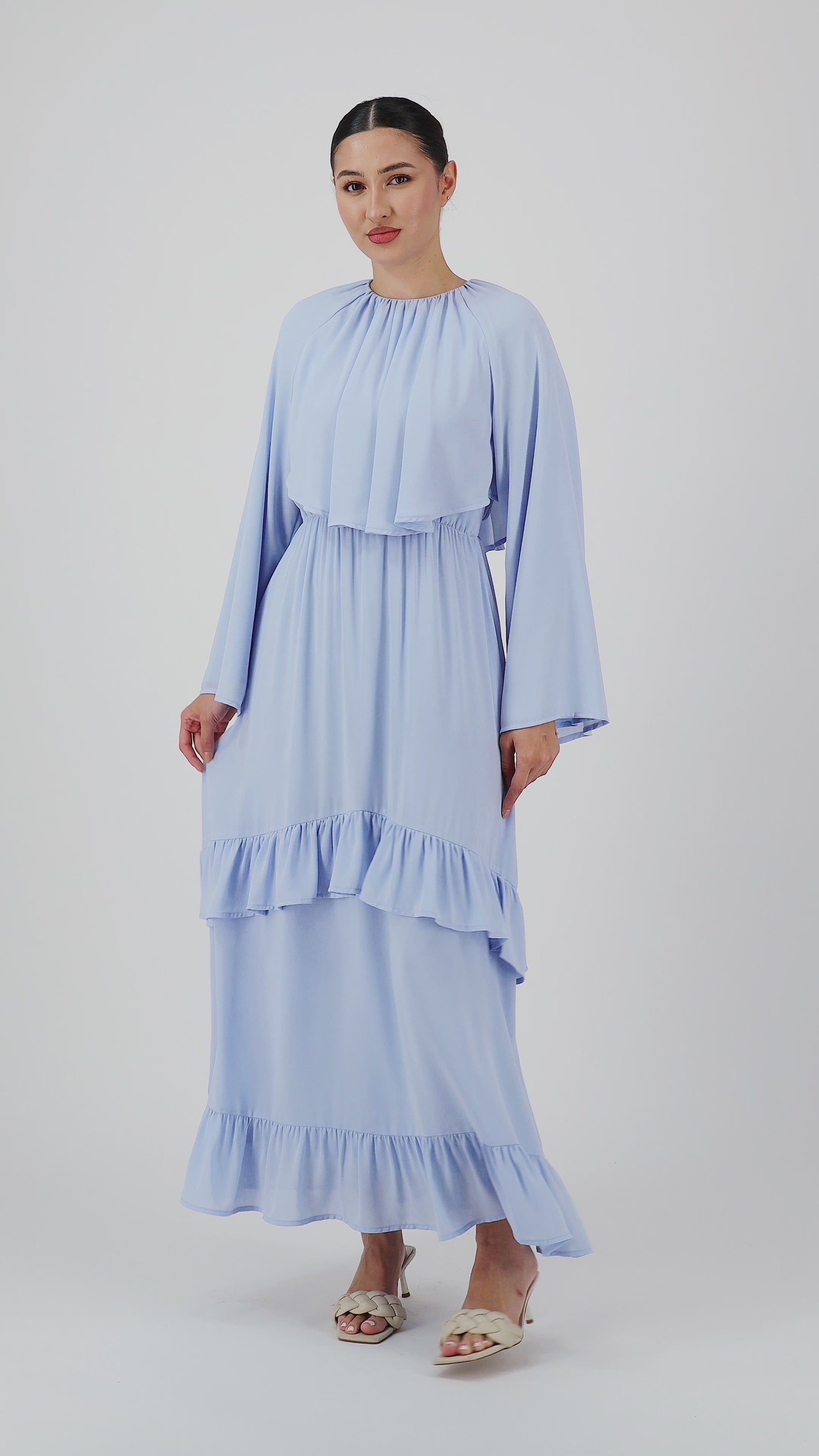 maxi chiffon long sleeve dress Utoimkio Women's Floral Flowy Casual V Neck Wedding Guest Dresses Holiday Beach Long Dresses for Women, Size: 3XL while a cinched waist bodice flows effortlessly into an A Chiffon Maxi Dress - FARES