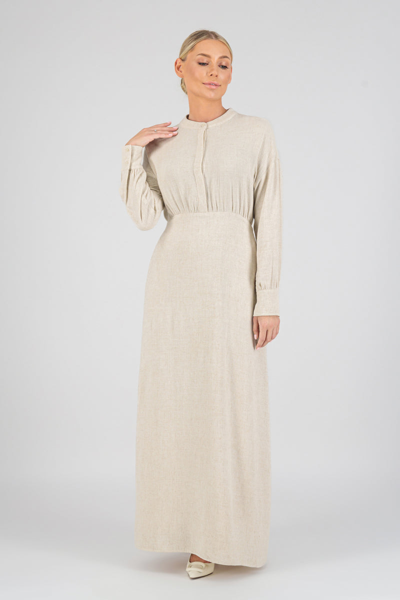 Linen Blend Dress - Vanilla