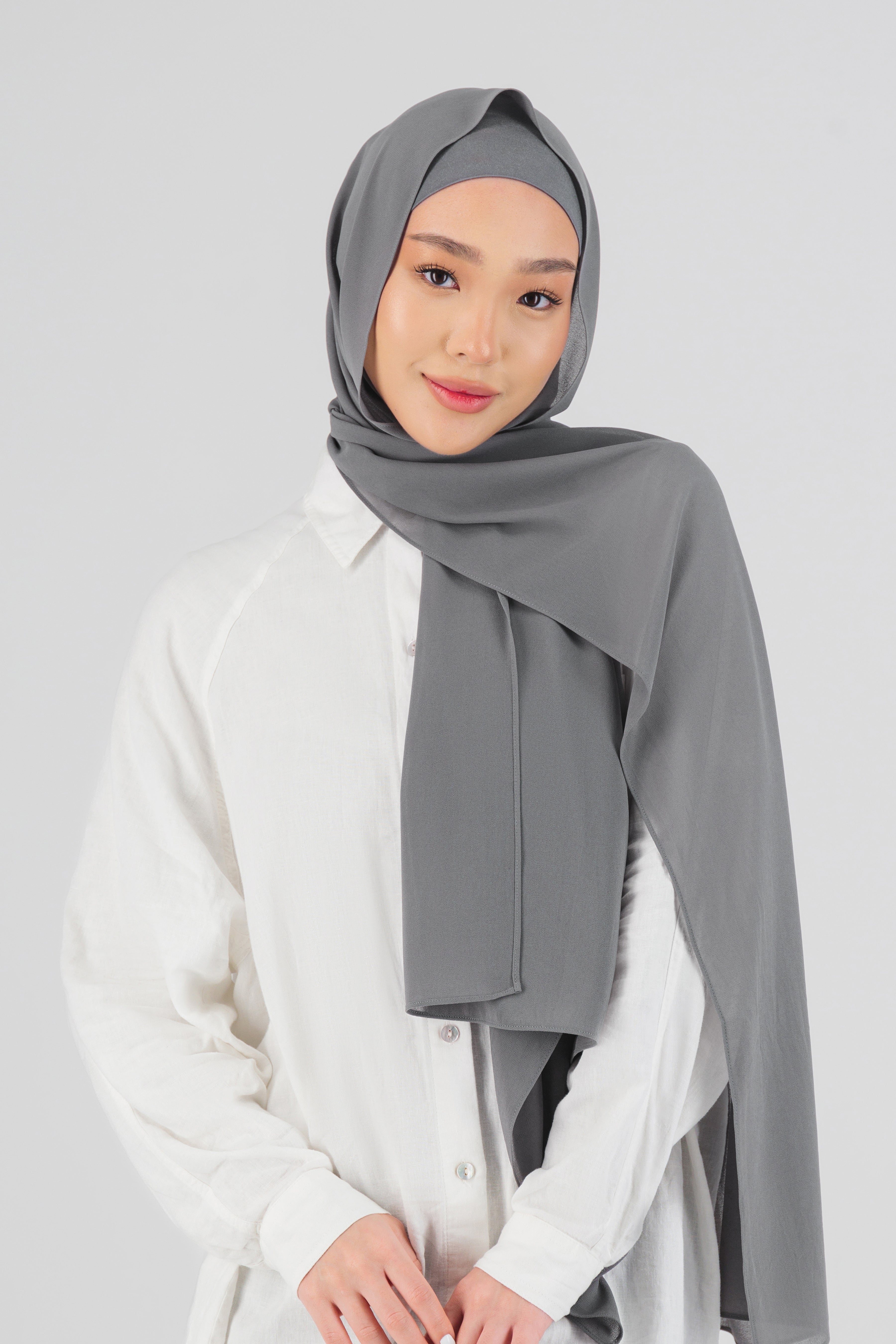 Matching Chiffon Hijab Set - FARES - Dark Grey - Size 01 Matching Chiffon Hijab Set - FARES - Dark Grey - Size 01