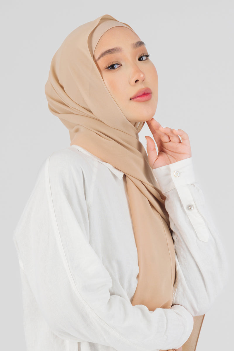 Matching Chiffon Hijab Set - Peaches