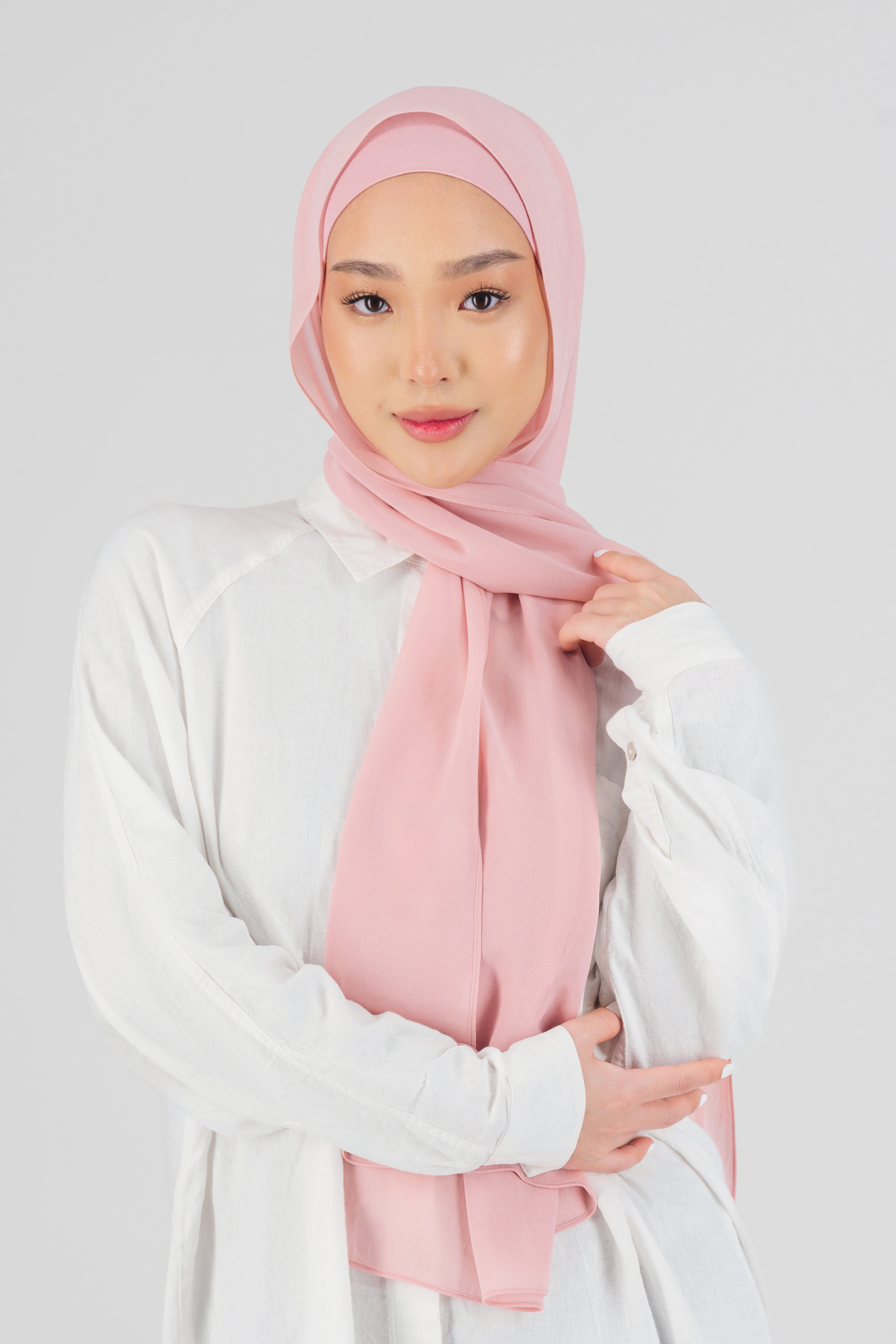 US - Matching Chiffon Hijab Set - Bubble Gum