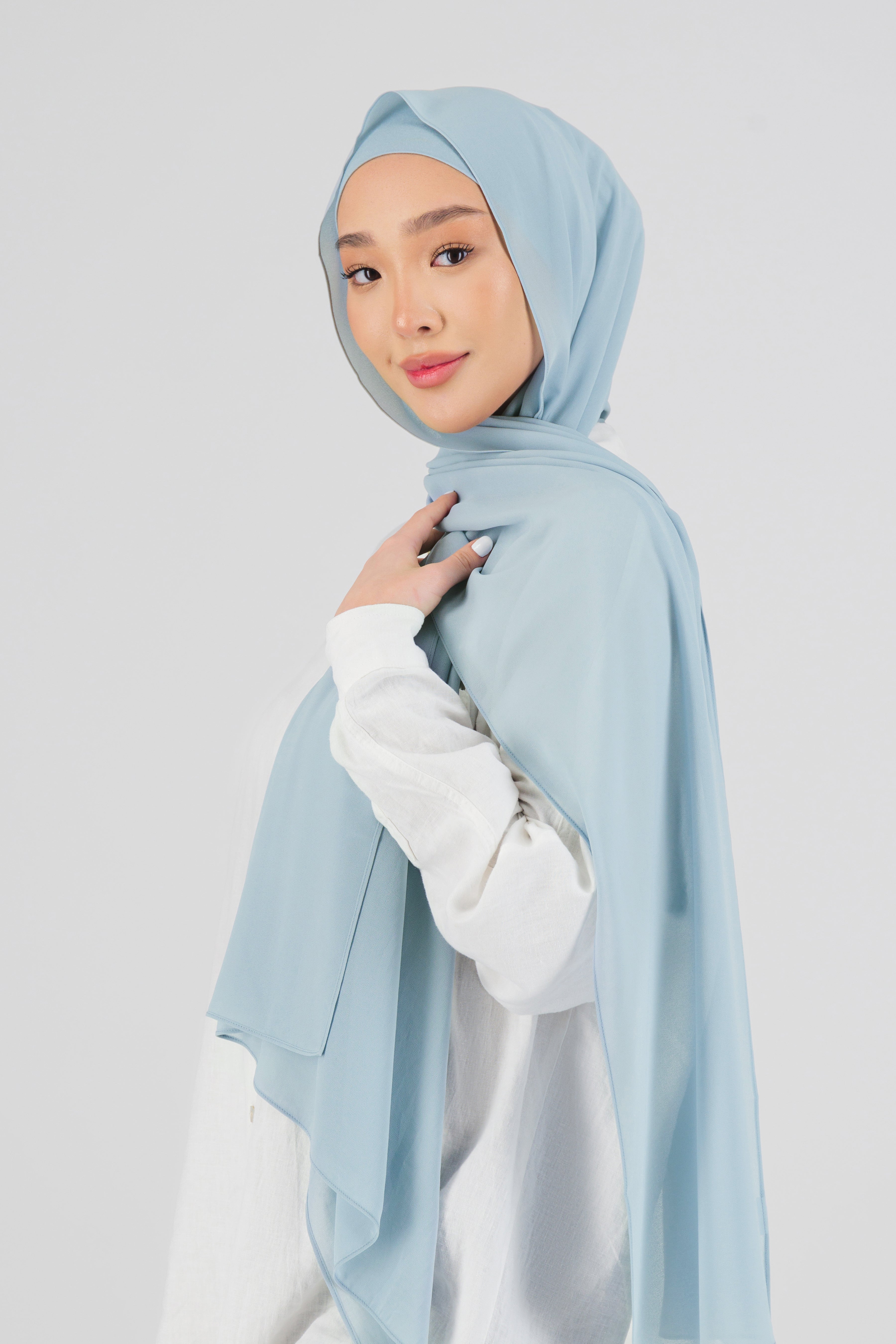 Matching Chiffon Hijab Set - Bright Blue | FARES