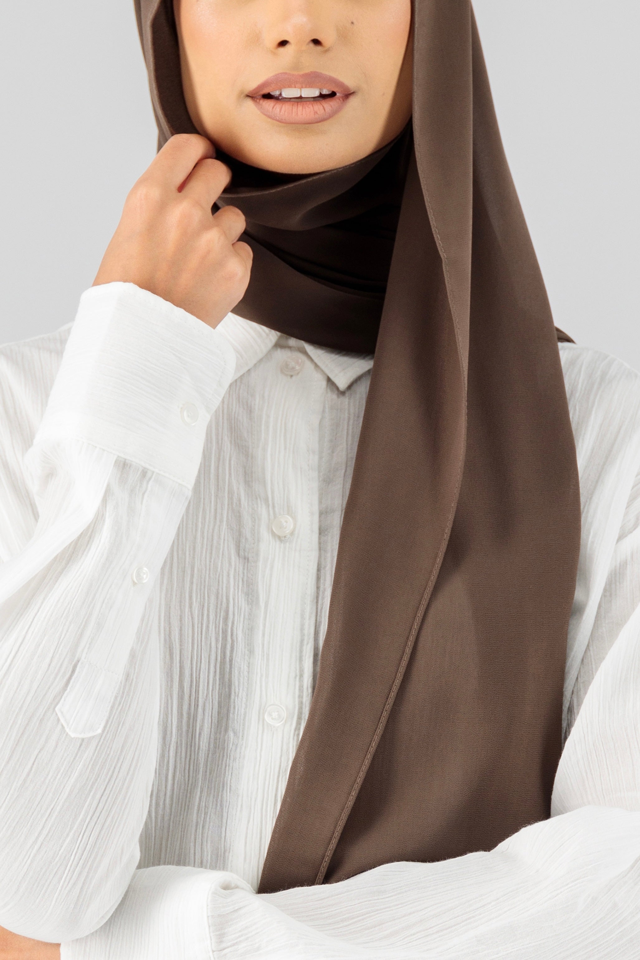 Matching Chiffon Hijab Set - Cool Dark Brown | FARES Matching Chiffon Hijab Set - Cool Dark Brown | FARES