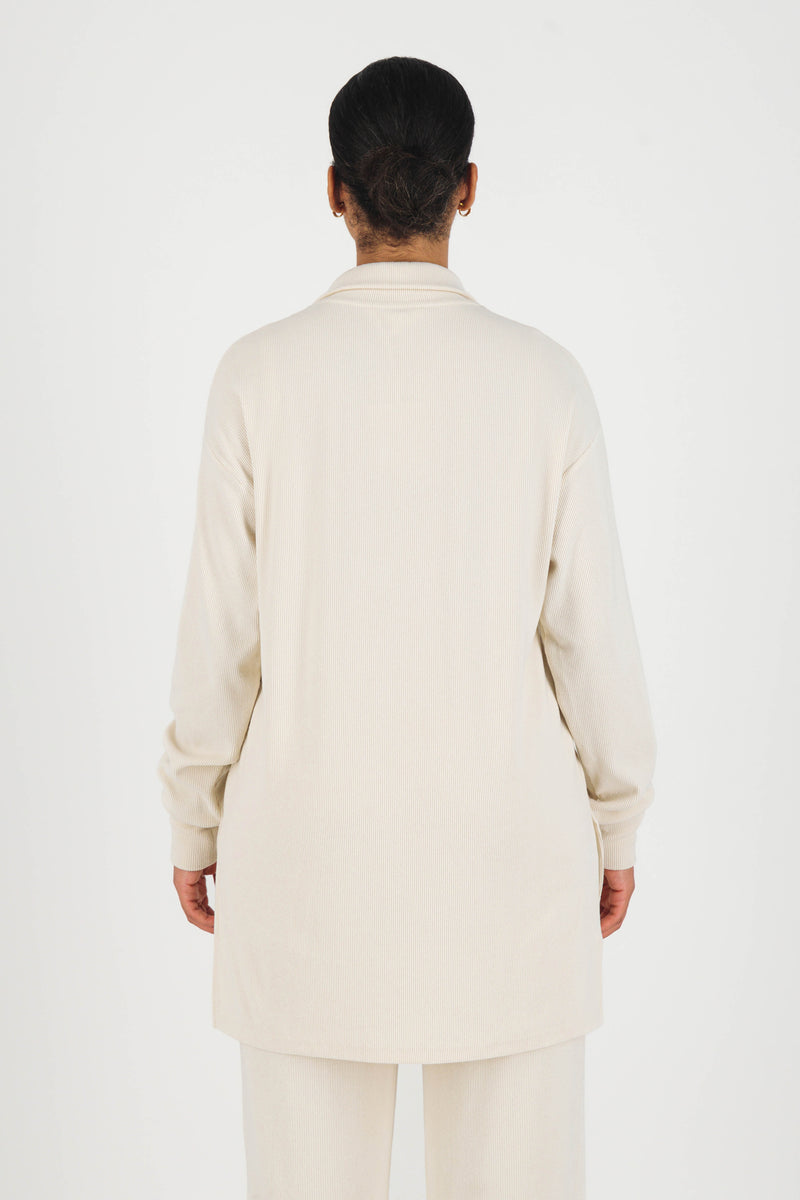 Velour Knit Half Zip - Oats