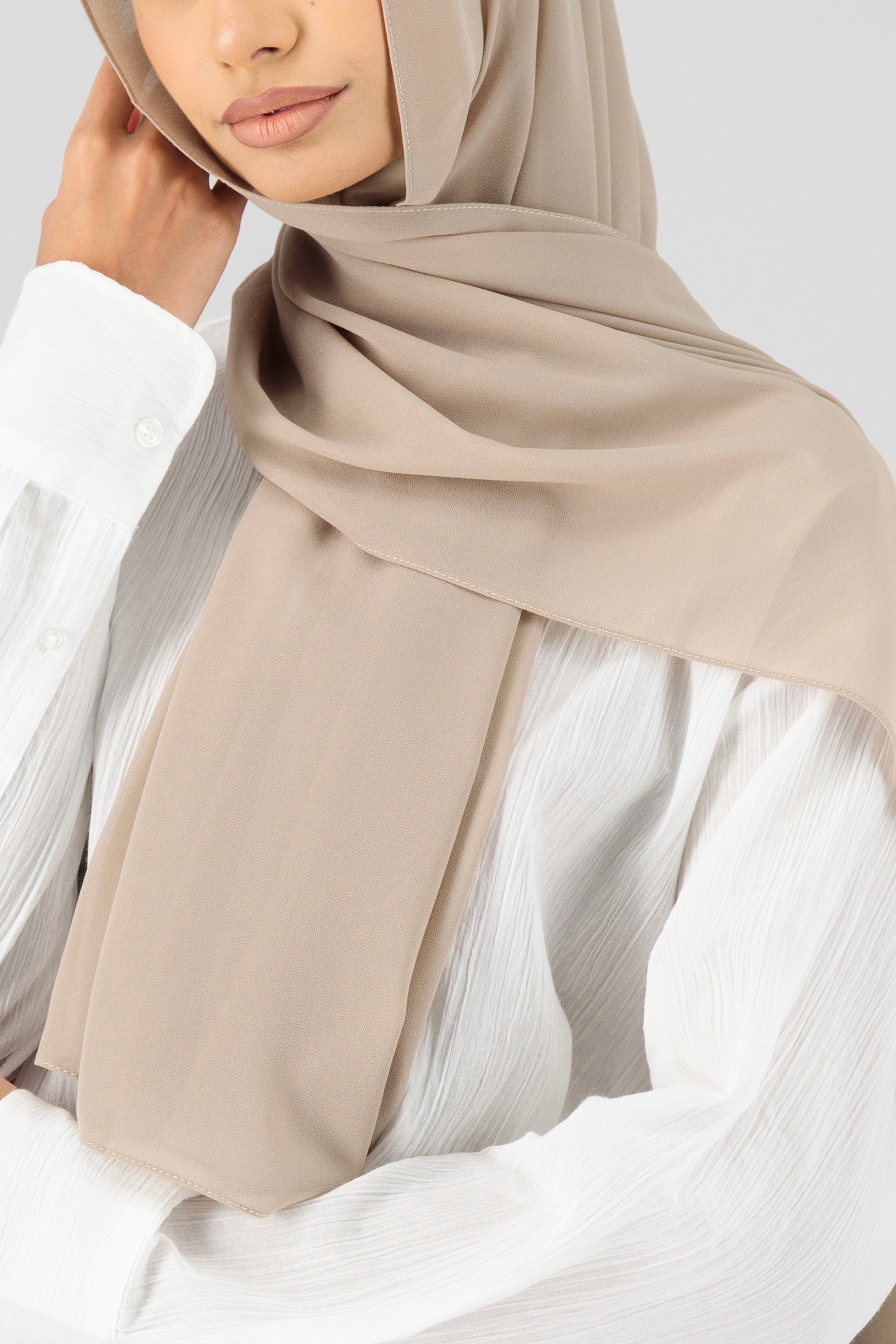 US - Matching Chiffon Hijab Set - Sand