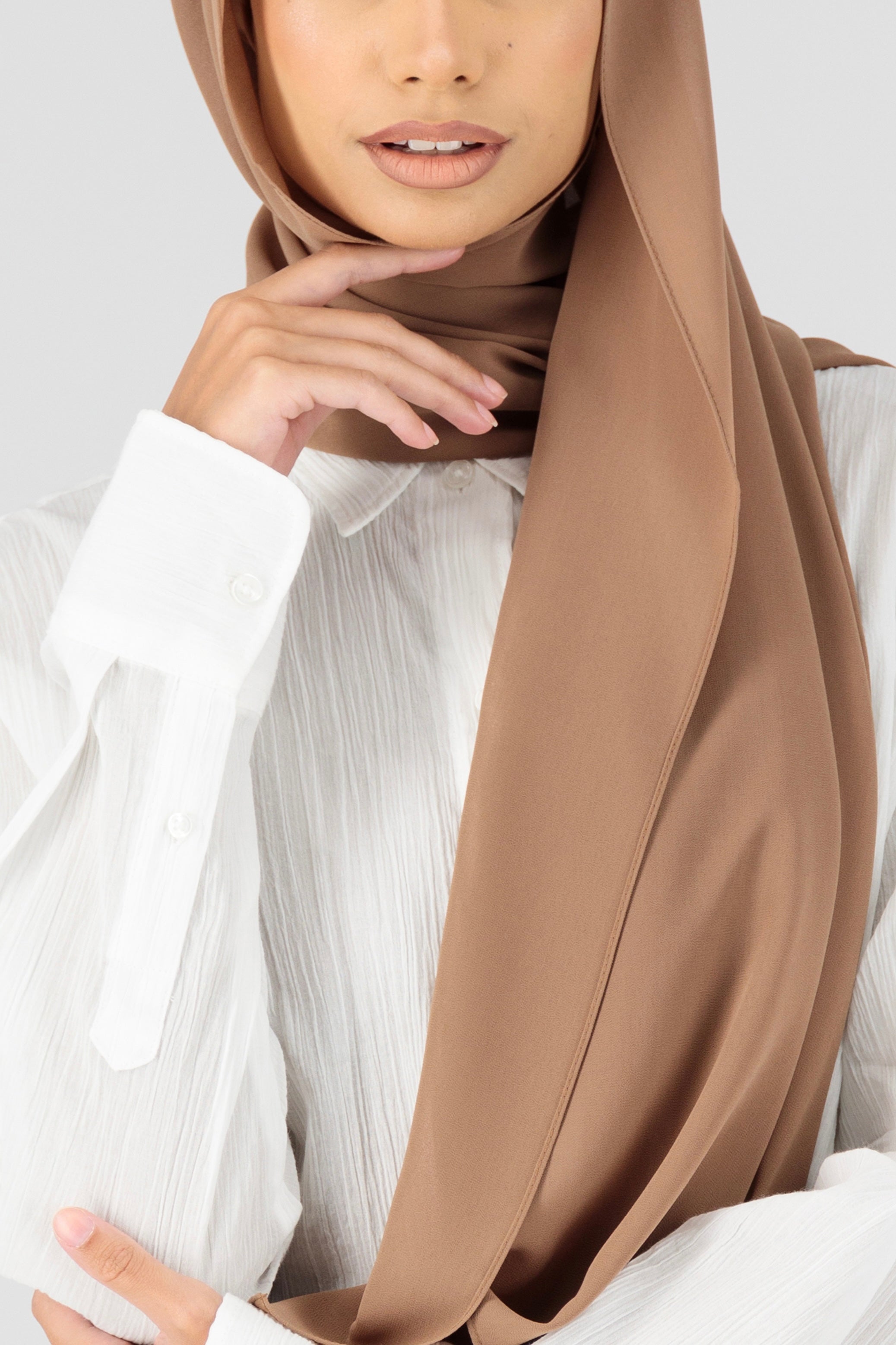Matching Chiffon Hijab Set Warm Brown FARES - Main Image