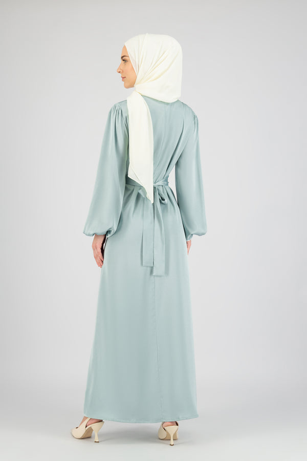 Satin Tie Dress - Mint